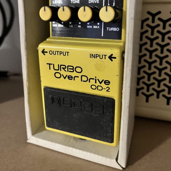 1985 Boss OD-2 Turbo OverDrive (Black Label) Yellow - used Boss         Overdrive             Guitar Effect Pedal