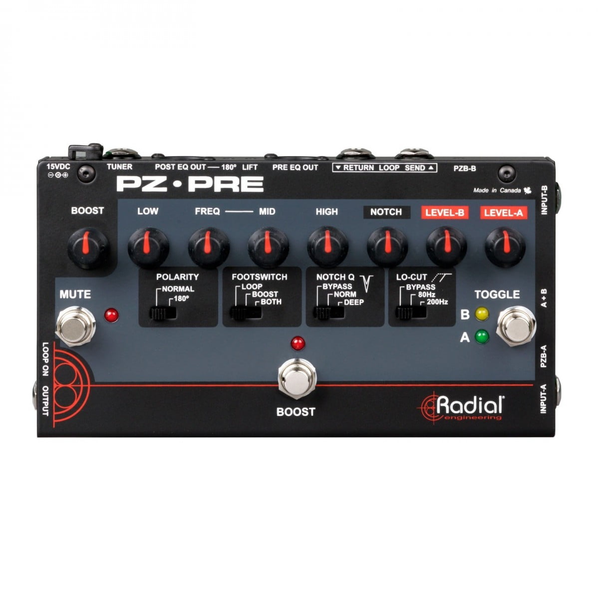 Radial Tonebone PZ-Pre Acoustic Pre-Amp - New Radial     Tuner Pedal   Preamp     EQ        Bass  Acoustic Guitar Guitar Effect Pedal