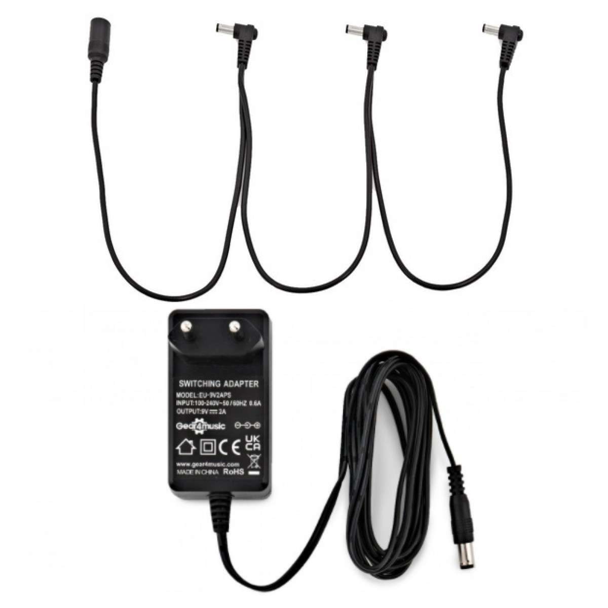 3 Way Daisy Chain Cable and 9V Power Supply by Gear4music - New Gear4Music                   Guitar Effect Pedal