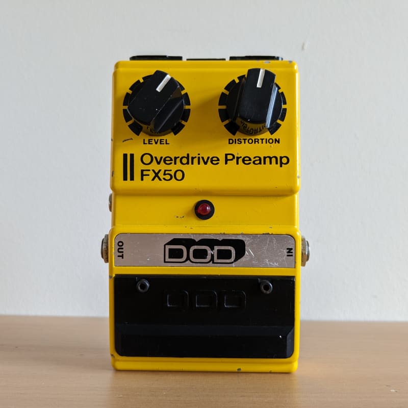 1980s DOD Overdrive Preamp FX50 Yellow - used DODPreamp       Overdrive            Guitar Effect Pedal