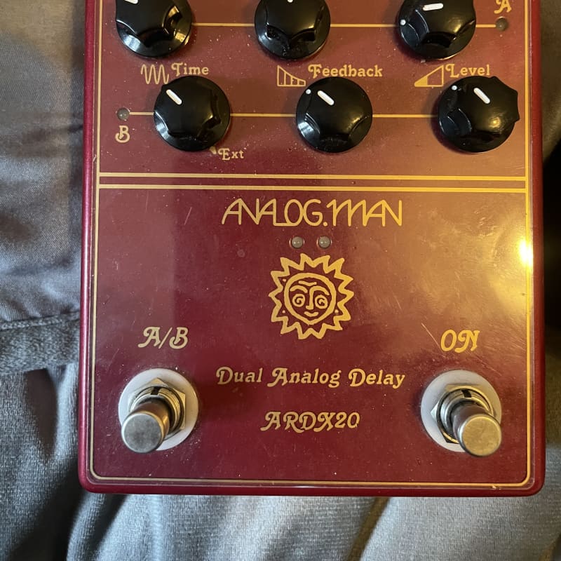 2014 Analogman ARDX20 Dual Analog Delay (Flat Box) Burgundy - used Analogman               Delay   Analogue Guitar Effect Pedal