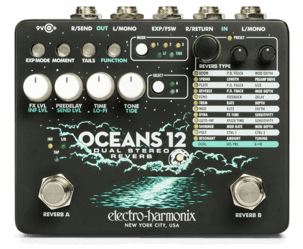 Electro Harmonix Oceans 12 Dual Stereo Reverb Pedal
