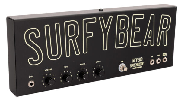 Surfy Industries SurfyBear Reverb Pedal Metal Black with SurfyPan