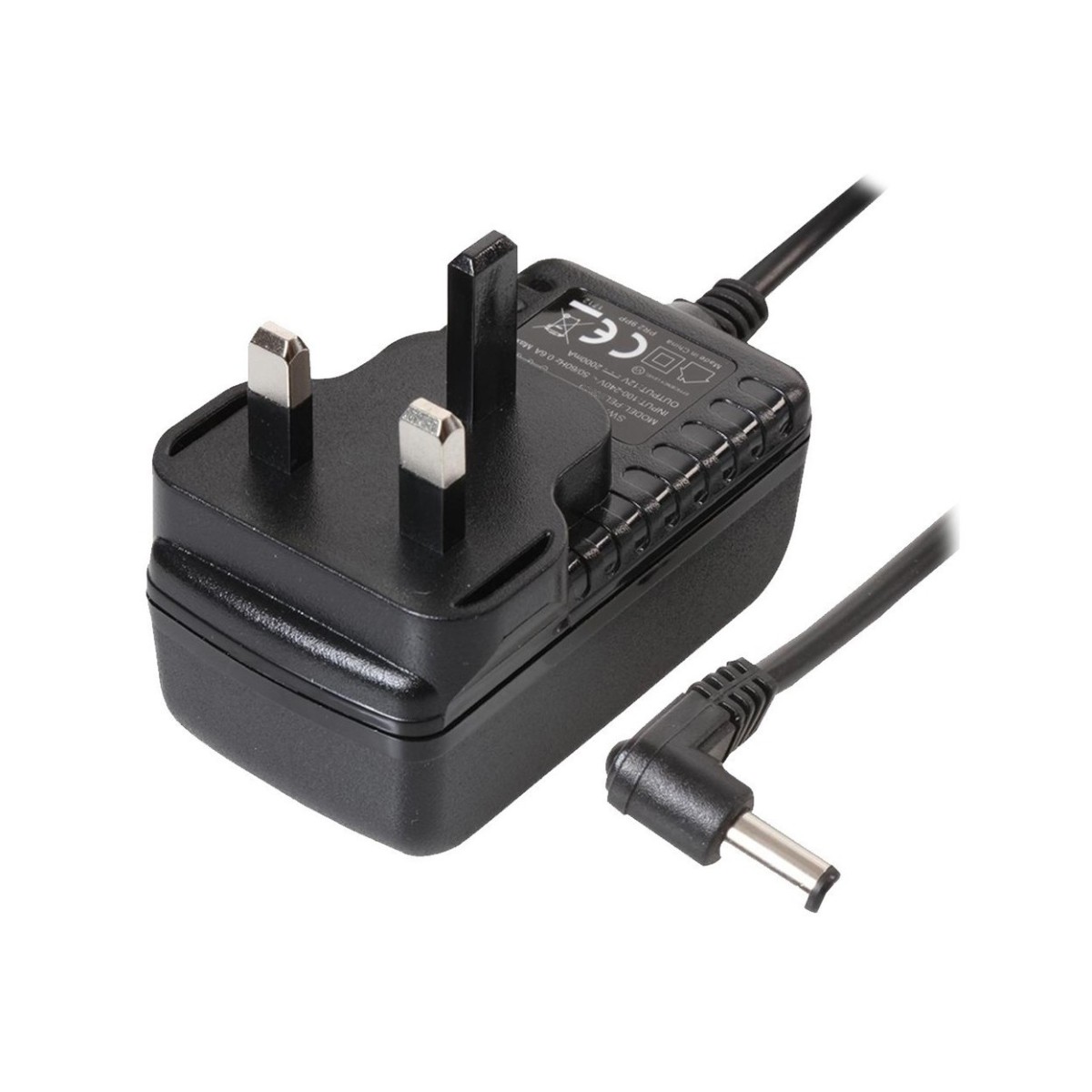 PRO ELEC 12V 1A AC/DC Power Supply With Right Angled Plug