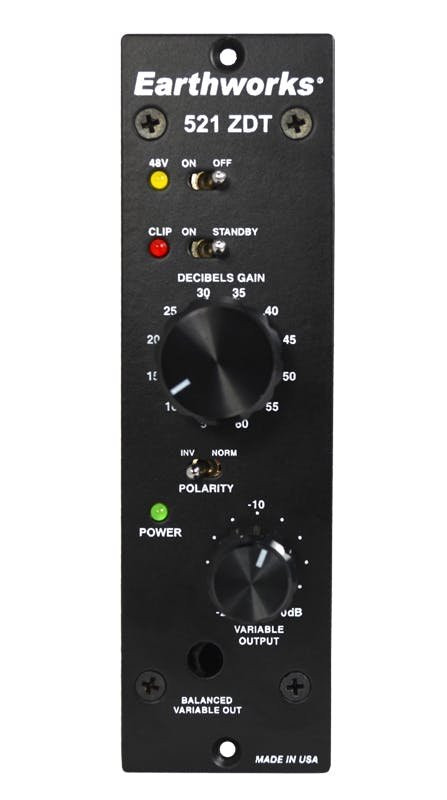 Earthworks 521 Single Channel Zero Distortion Technology 500 Series Preamp