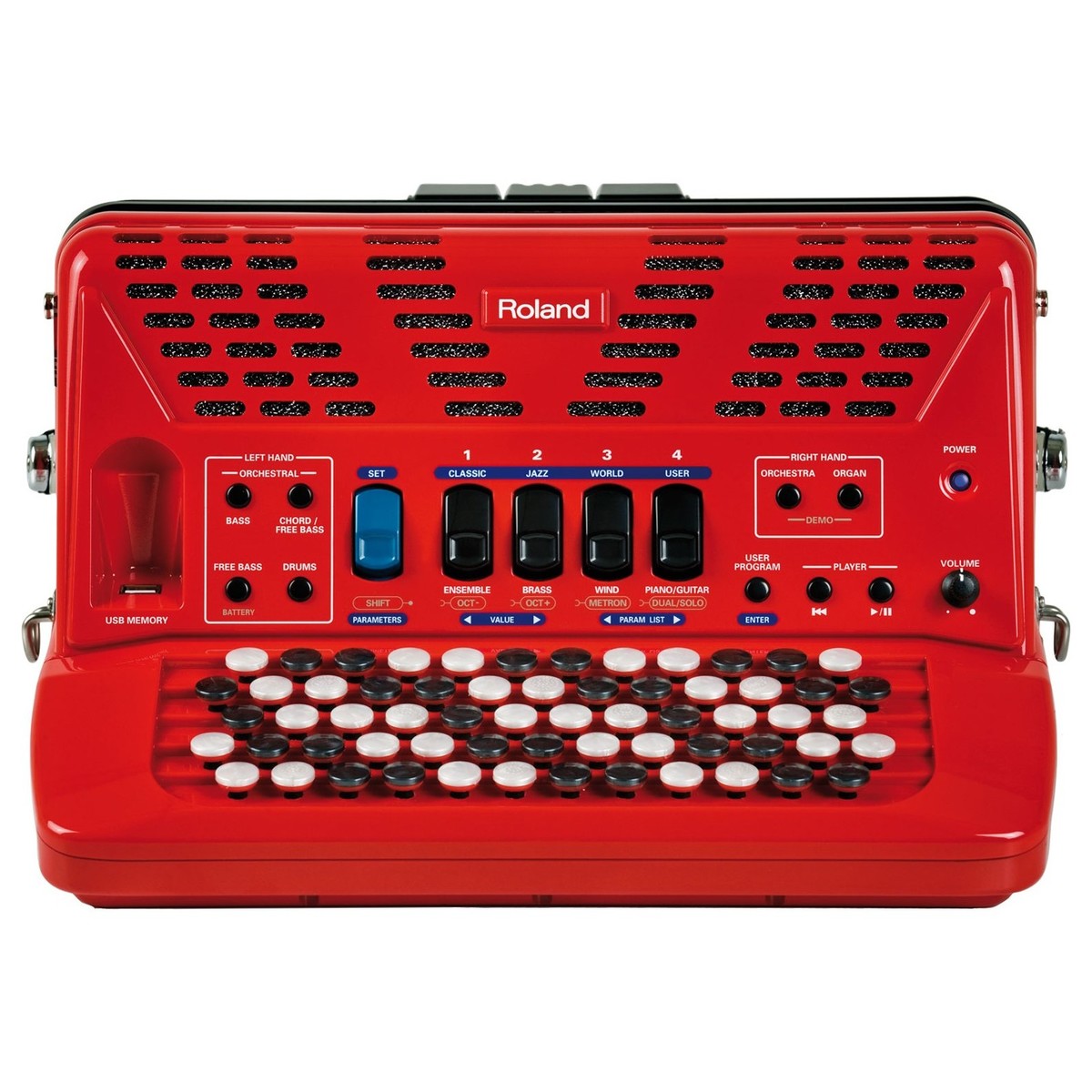 Roland FR-1XB Compact Button Type V-Accordion with Speakers Red - Image 2