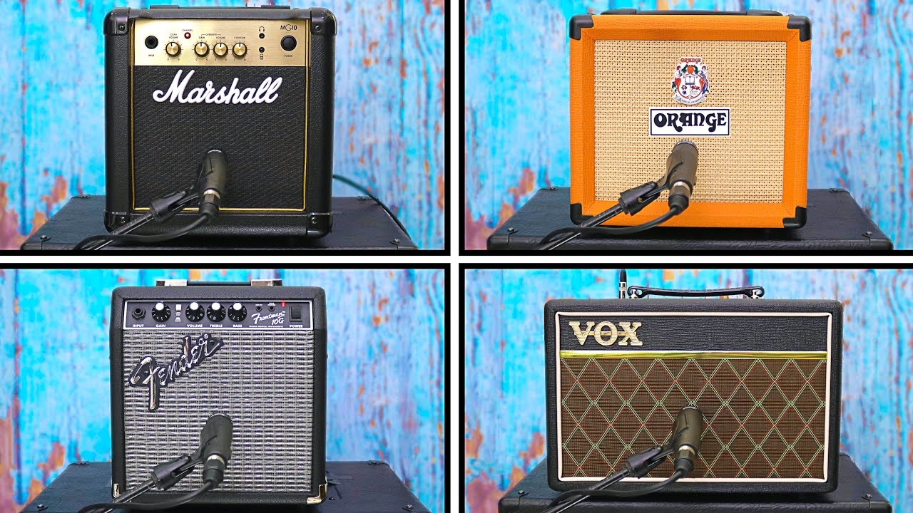 Watch – BEGINNER Amp Shootout – Marshall MG10 VS Fender Frontman 10G VS Orange Crush 12 VS Vox Pathfinder 10