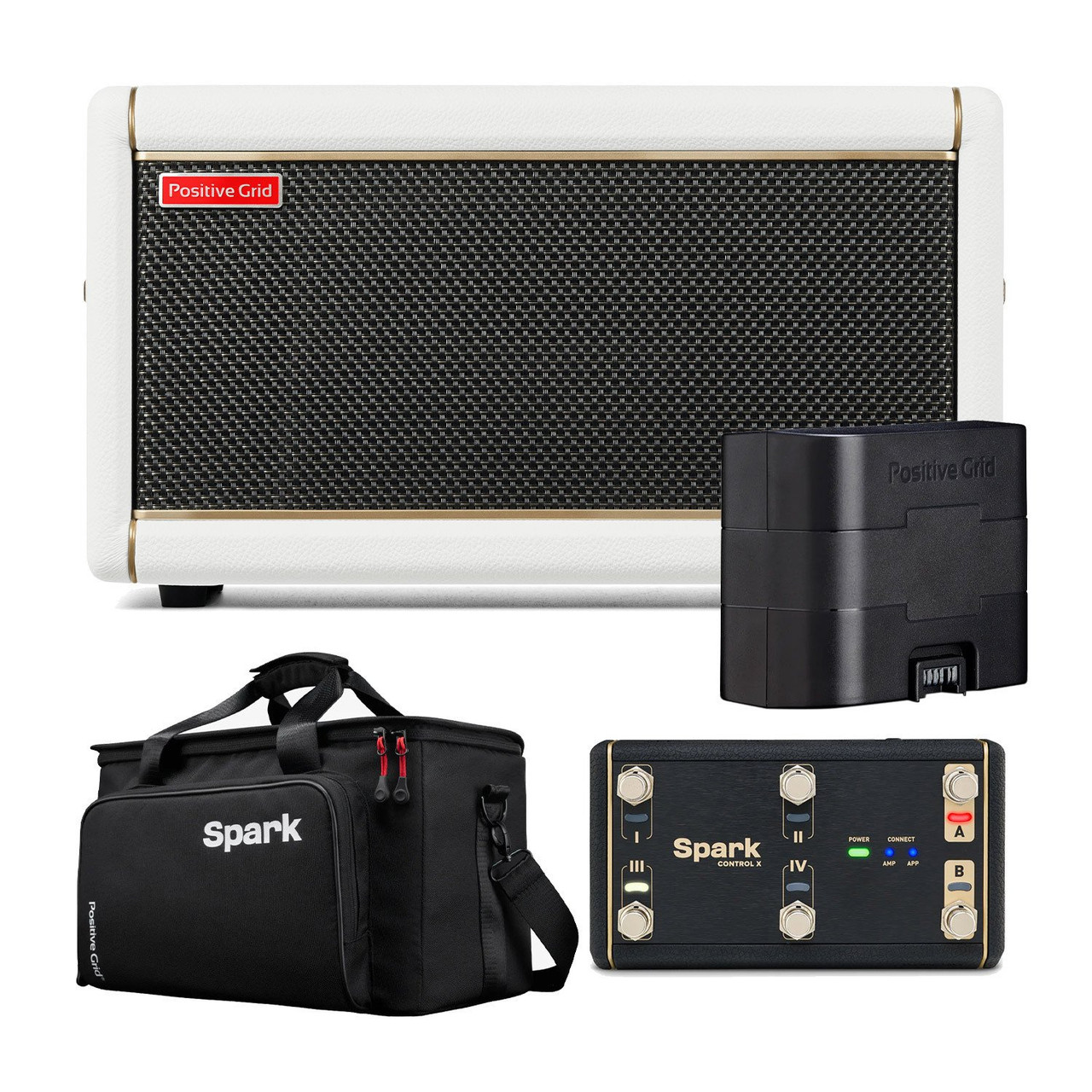 Positive Grid Spark 2 Amp in Pearl with Bag, Spark Battery and Control-X Wireless Footswitch - Image 2