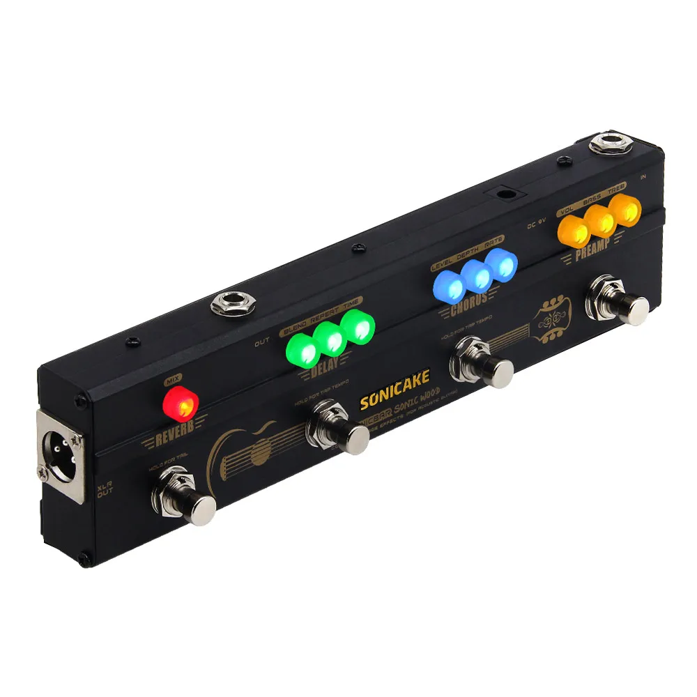 Sonicake QCE-50 Sonic Wood Acoustic Pedal Preamp DI Box Multi Chorus