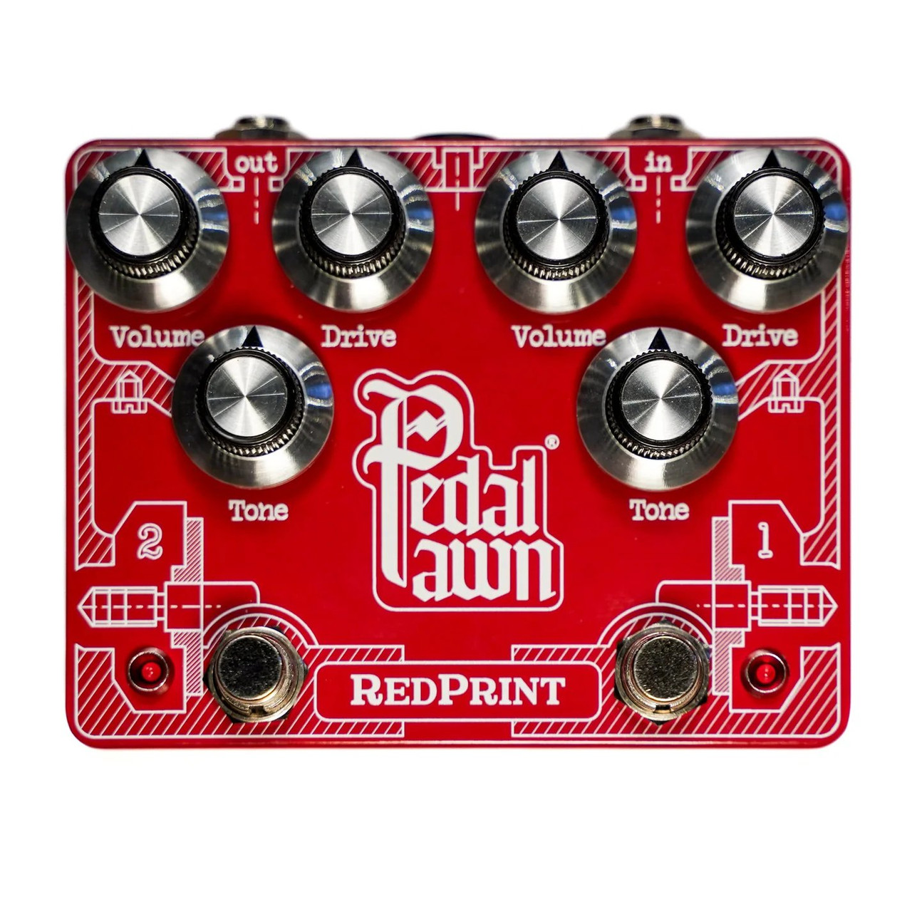 Pedal Pawn Red Print Dual Overdrive Pedal - Image 4