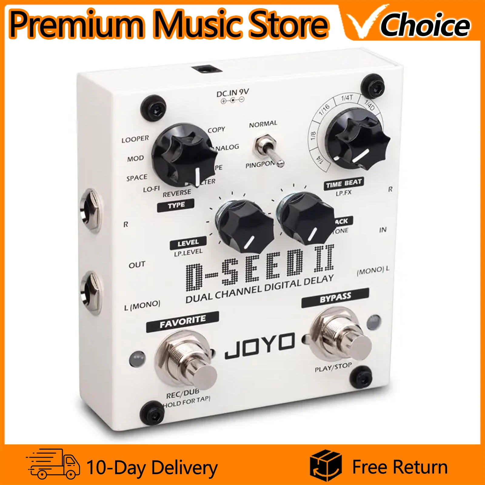 JOYO D-SEED II Digital Delay Pedal Dual Channel