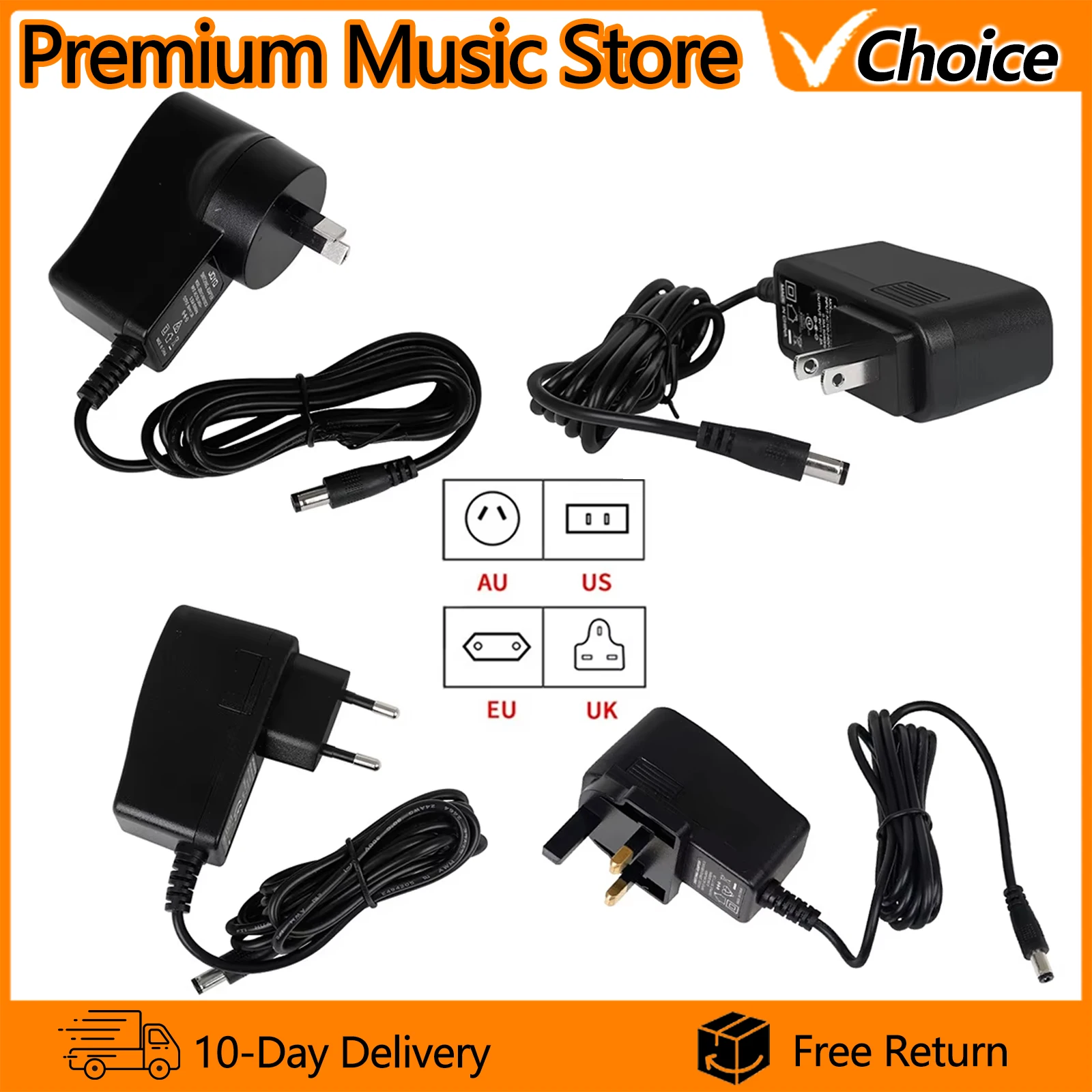 Joyo 9V Pedal Power Supply Accessories Daisy Chain Wire DC 1 2A Adapter