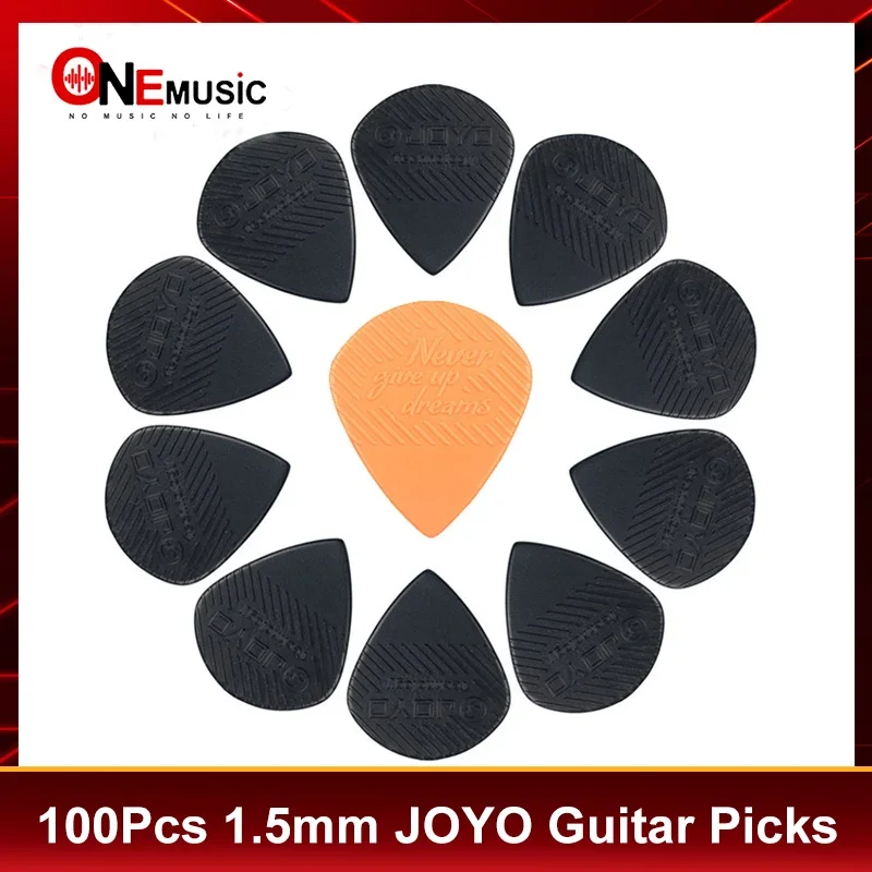 Joyo 100PCS lot Pick Never Give Up Dreams 1 5mm Thinckness Black Orange