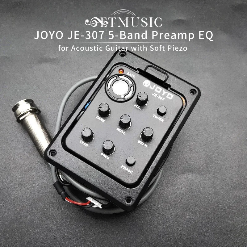 Joyo JE-307 5-Band Preamp EQ Tuner Pickup Acoustic Soft Piezo Black