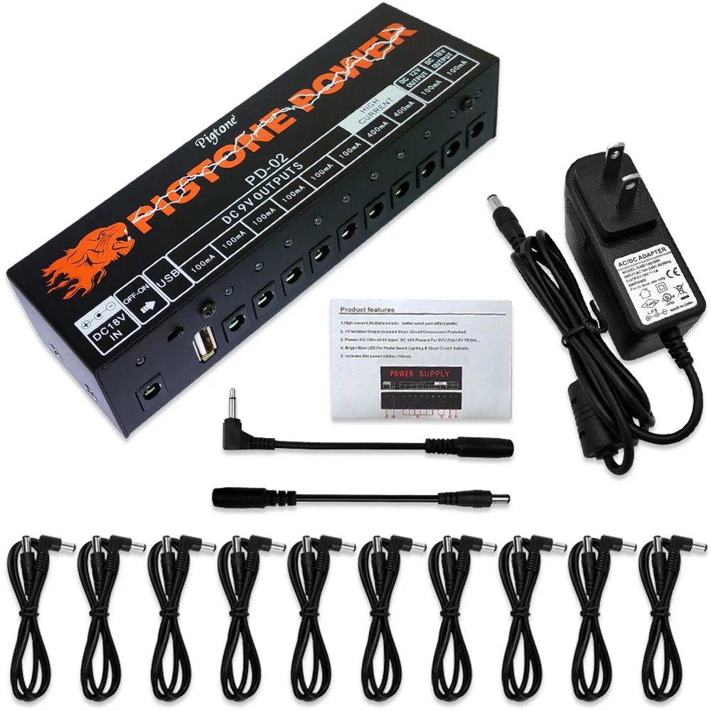 Pigtone PD-02 Pedal Power Supply 10 Way Output Power USB Charge - Image 3