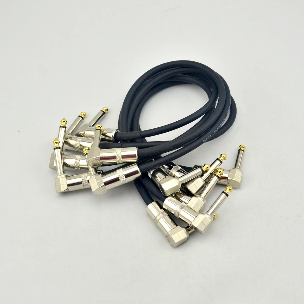 6 X Guitar Effects Pedal Cable Patch Cord 30cm with 1/4'' Right Angle Connector Jack 6.35mm for Guitar Bass Parts