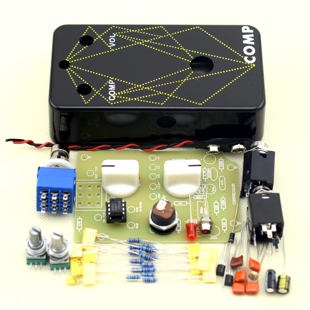 LANDTONE Compressor DIY Guitar Pedal Kit with 1590B Diecast Aluminum Enclosure Pedal Kits