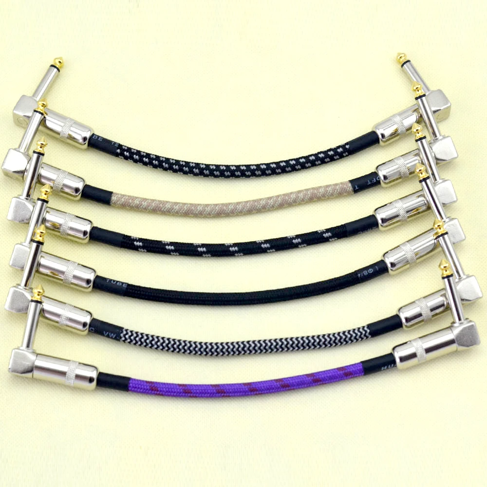 6 X LANDTONE Guitar Effect Pedal Patch Cable with 1/4" 6.35mm Right Angle Plug, 21CM