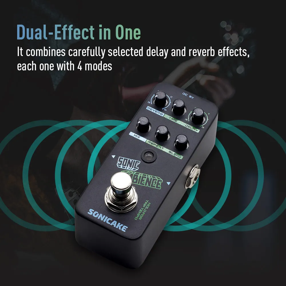 Sonicake QSS-16 Sonic Ambience Multi Mode Tap Tempo Delay Reverb 2 in 1 - Image 4