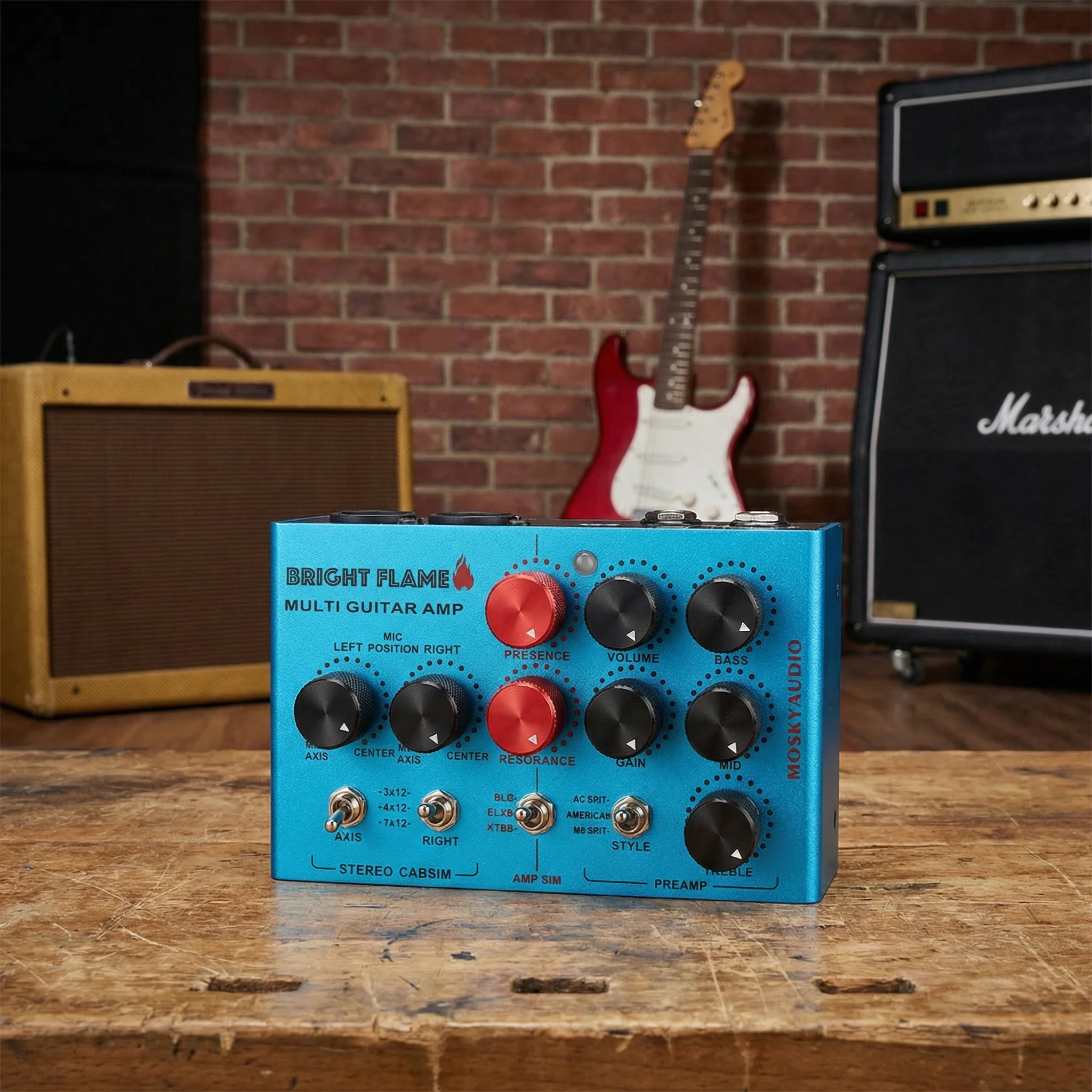 Mosky Bright Flame Amp Simulator Pedal Stereo Cabinet Sim Box Preamp DI - Image 3