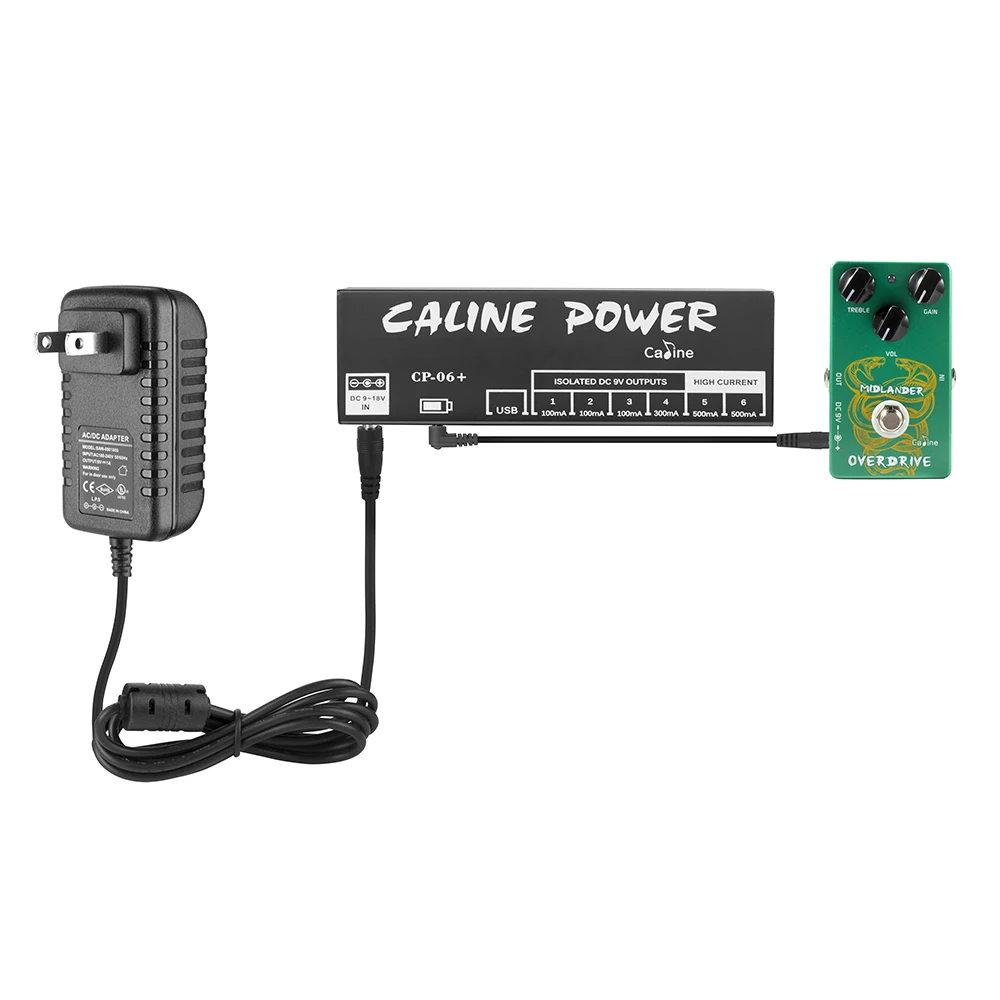 Caline Guitar Effects Pedal Power Supply CP-06 6 Outputs Built-in Rechargeable PCB Anti-Jamming Effects Pedal Power Supply