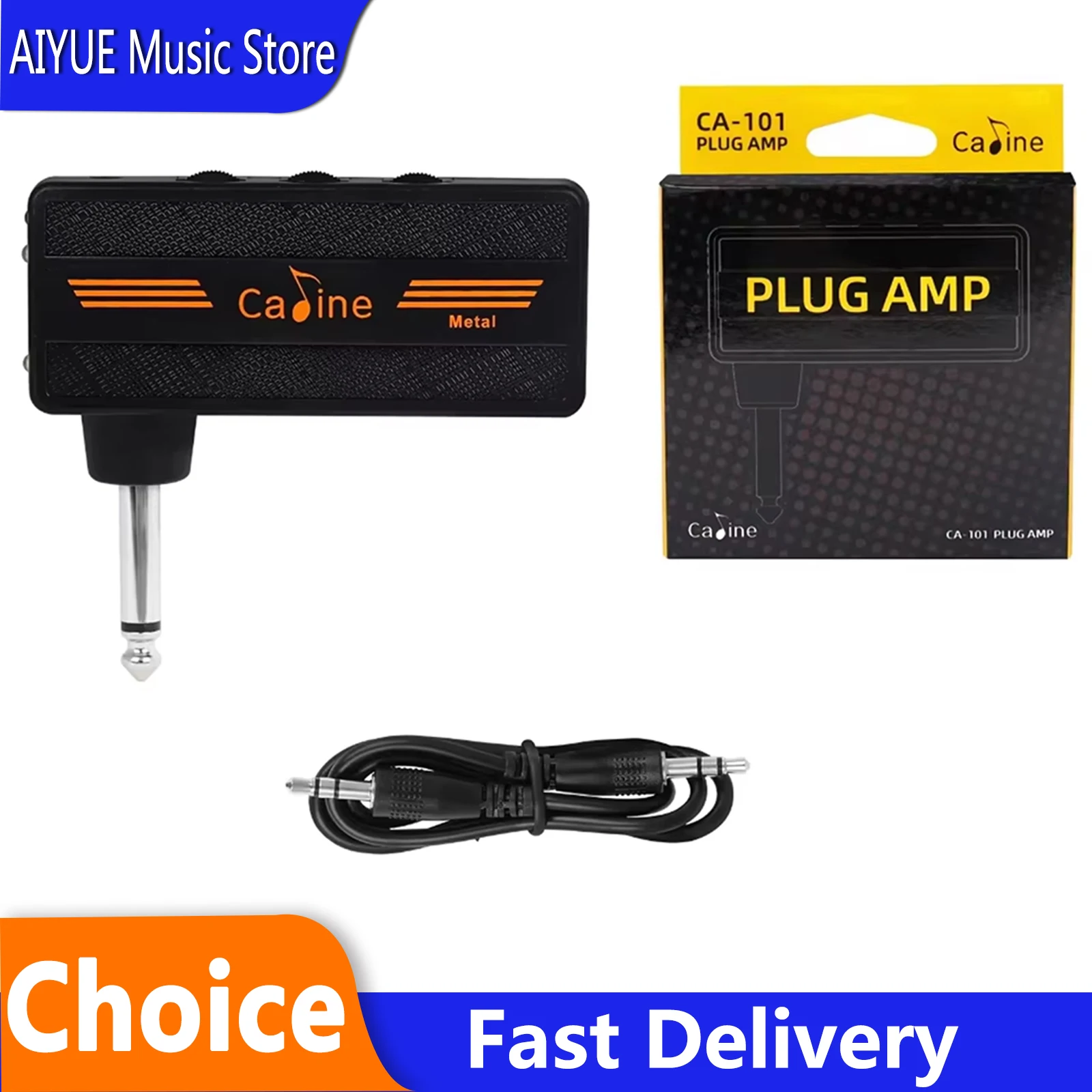 Caline Mini Electric Guitar Headphone Amplifier System Rechargeable Wireless Amp Distortion Effect Pedal Guitar Instrument Parts