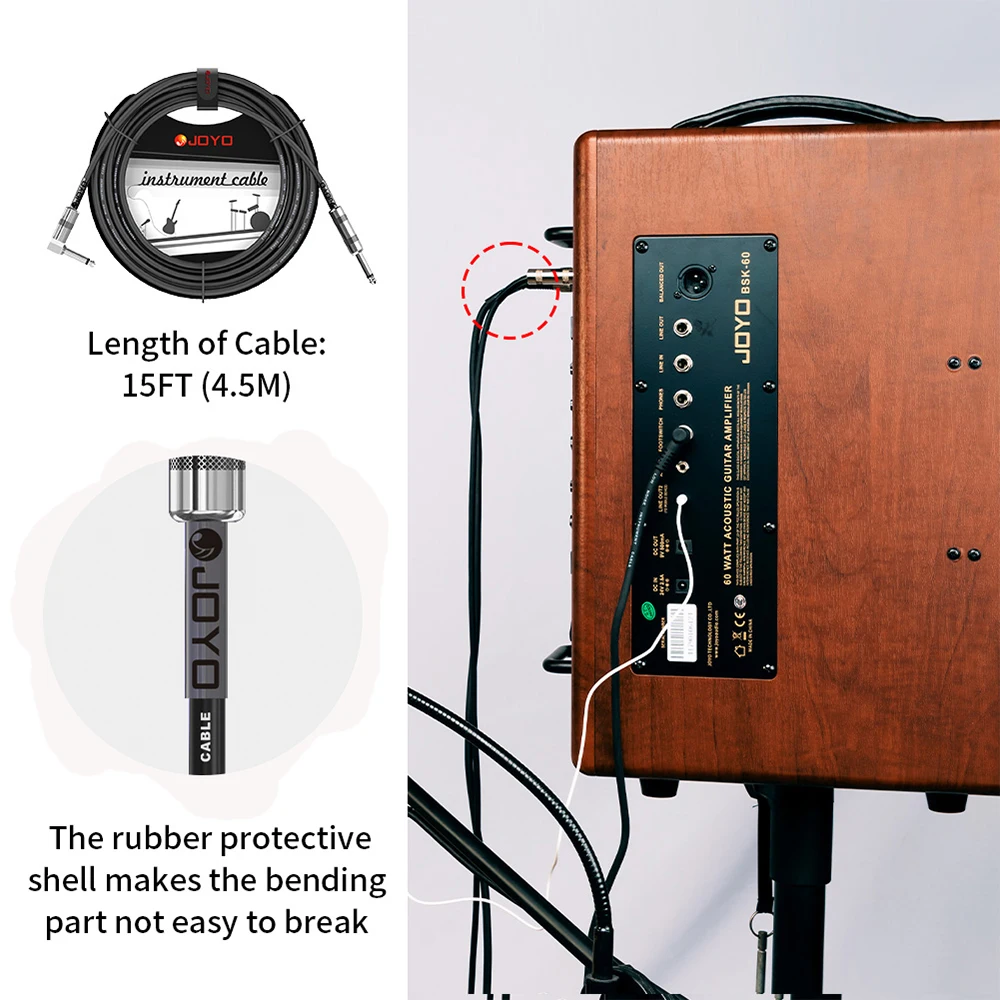 Joyo CM-12 Cable Noise Reduction 6 35mm Bass Amp Cable 1 4 Inch - Image 4