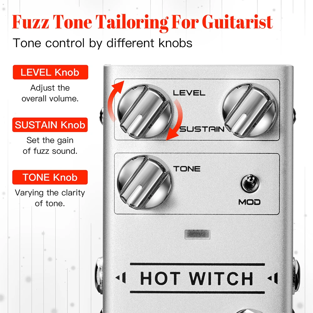 Joyo R-25 Fuzz Pedal WITCH Retro Modern Pedal Deep Smooth Lows Fuzz Guitarists - Image 6