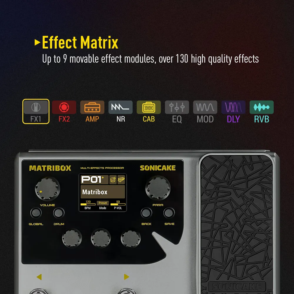 Sonicake QME-50 Matribox 140 Built-in Bass Acoustic Multi Processor Expression pedal Looper Modeling - Image 5