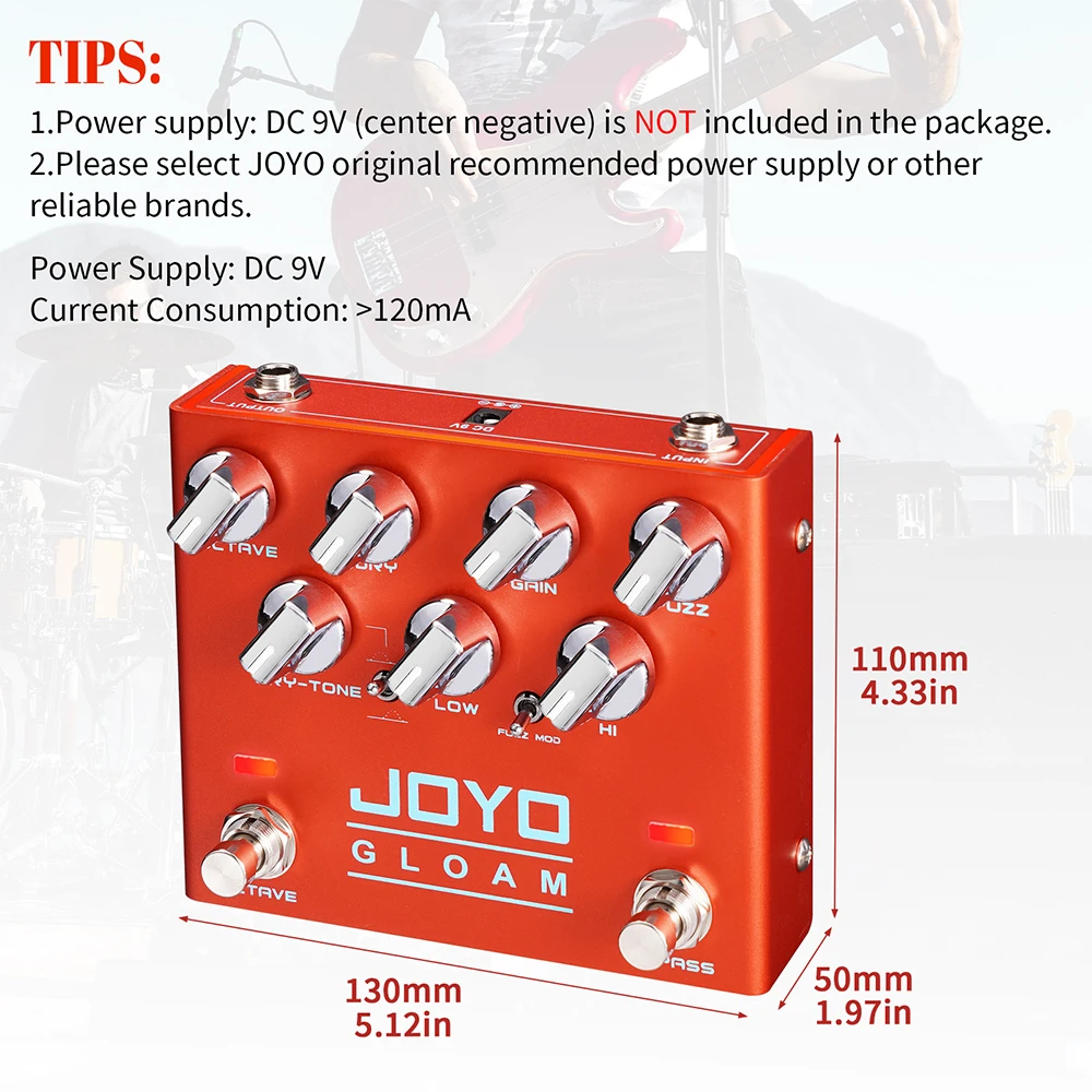 Joyo R-29 GLOAM Octave Fuzz Pedal High Gain Bass Pedal - Image 6