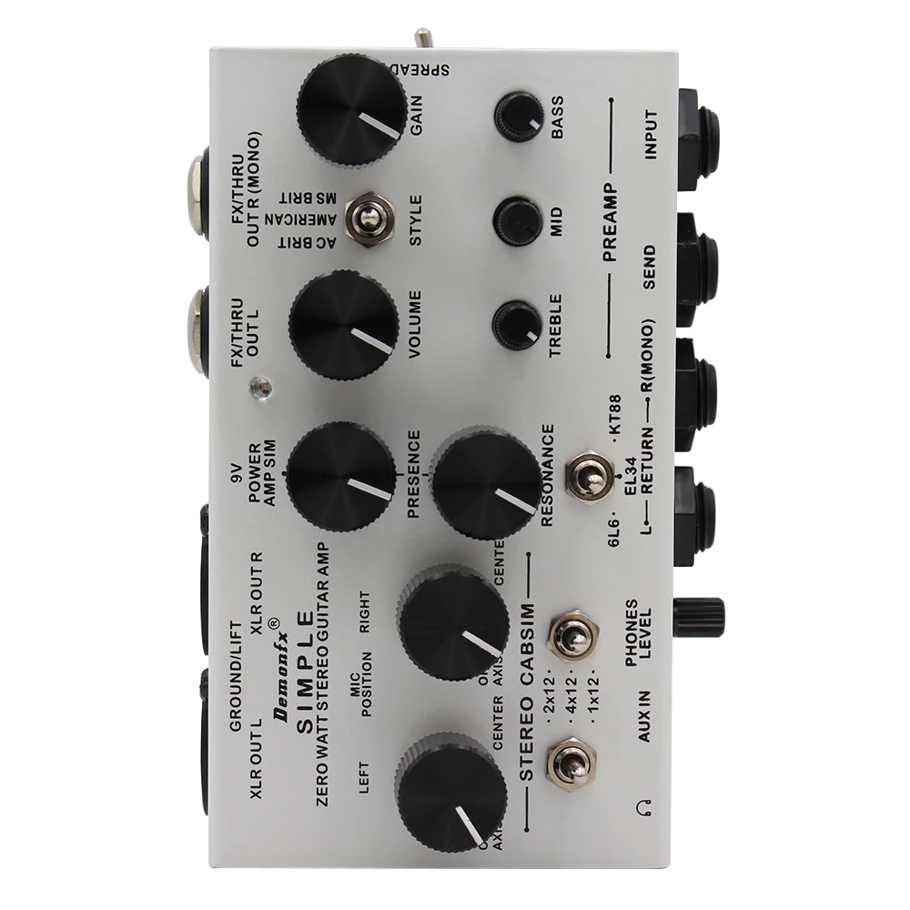 New Demonfx SIMPLE DI Box Pedal Preamp Simulator Power Amp Simplifier Pedal Stereo