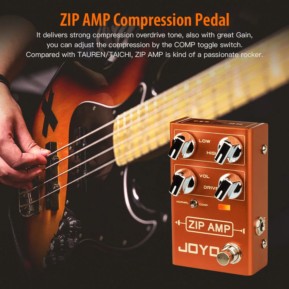 Joyo R-04 ZIP AMP Overdrive Pedal Rock Compression Tone Gain COMP True Bypass - Image 5