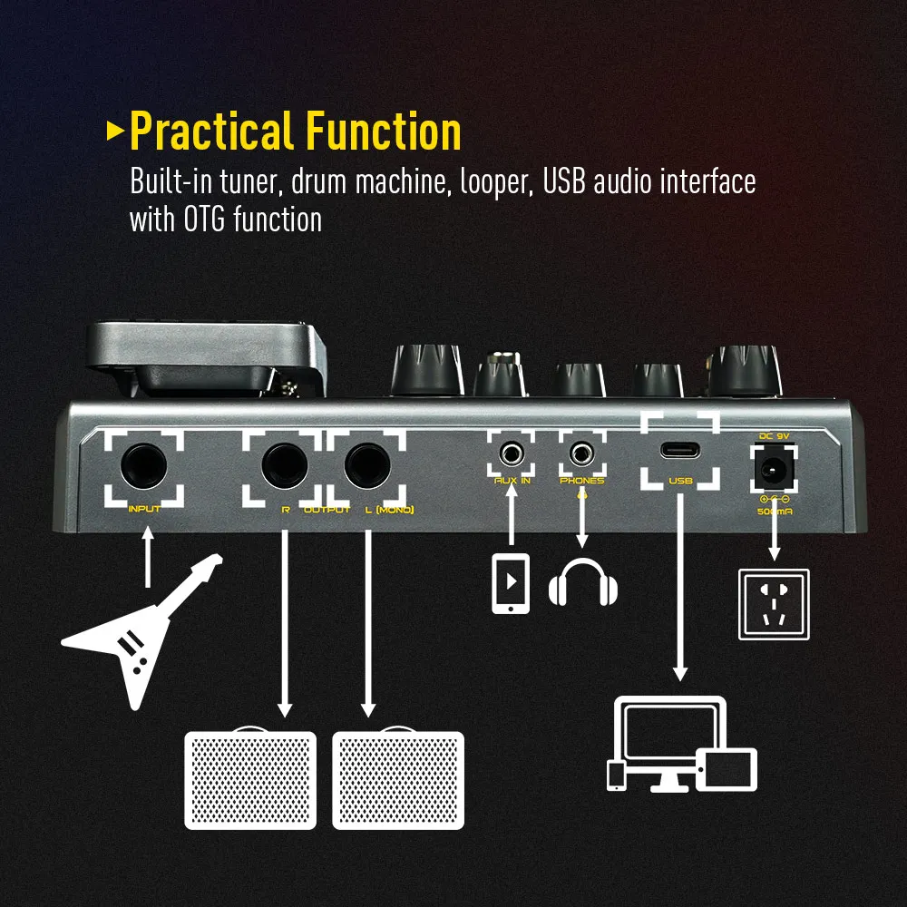 Sonicake QME-50 Matribox 140 Built-in Bass Acoustic Multi Processor Expression pedal Looper Modeling - Image 8