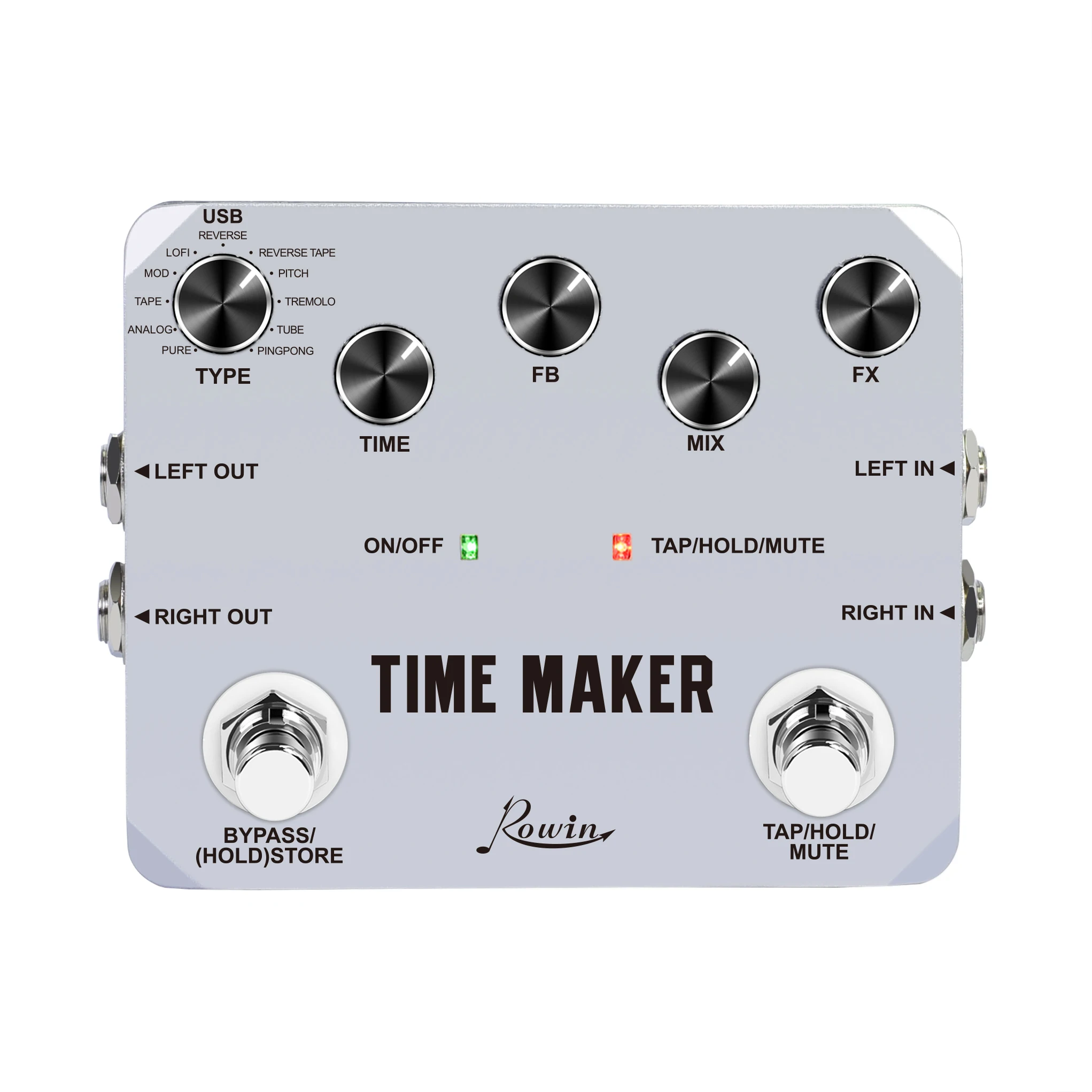 Rowin LTD-02 Time Maker Pedal Ultra Delay Pedals Guitars 11 Types Delay