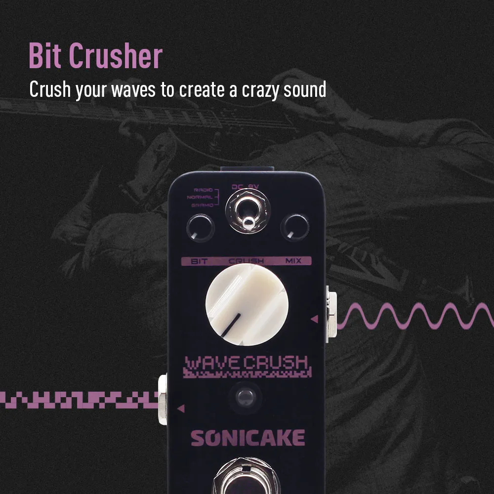 Sonicake QSS-20 Wave Crush Bitcrush Digital Bitcrusher Rate Reducer Synthesizer Lo-Fi Bass Pedal - Image 4