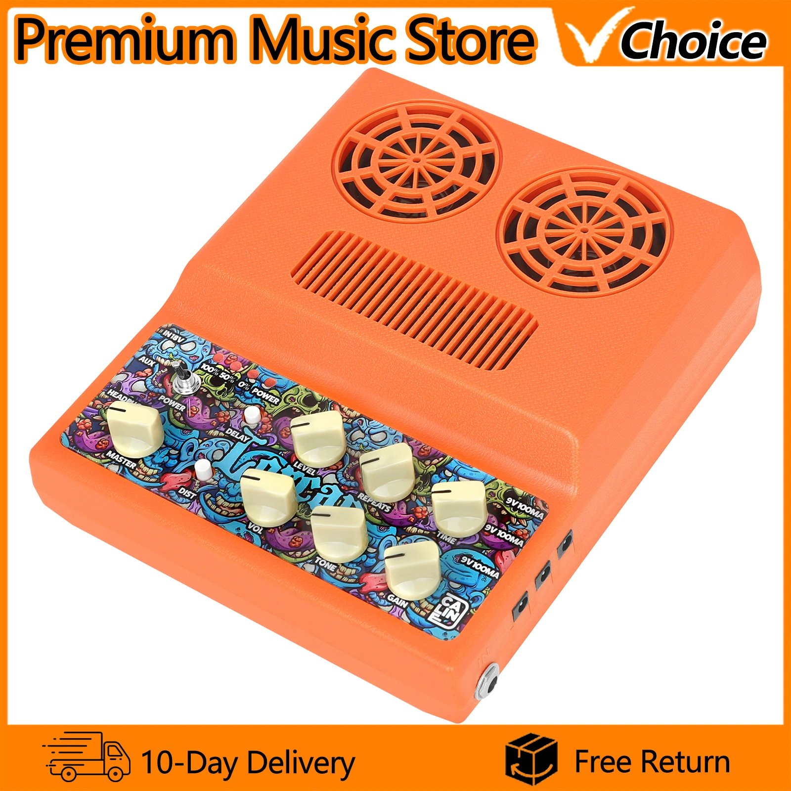 Caline CA-100G Guitar AMP Electric Guitar Amplifier Speaker Built-in Battery With Distortion Delay Effect Guitar Accessories