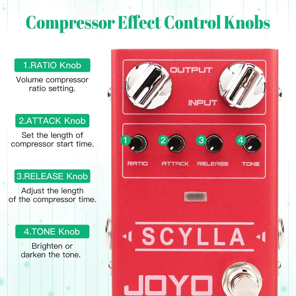 Joyo R-27 SCYLLA Bass Compression Pedal deliver various types of compression via ATTACK - Image 5