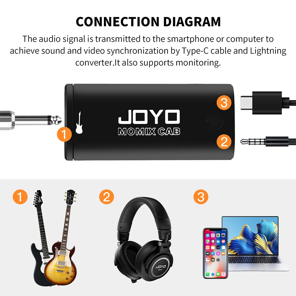 Joyo MOMIX CAB Portable Sound Card Pocket Size Plug Play Mini Mixer Phone - Image 8