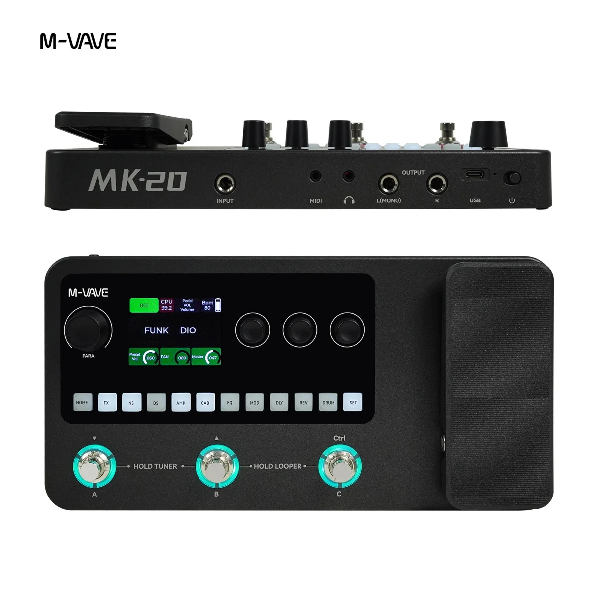 M-Vave MK-20 Bass Multi-Effects Processor Pedal 20 Amp Models 100+ w Bluetooth - Image 3