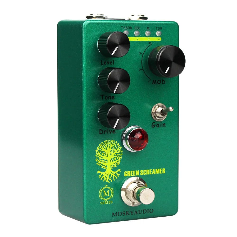 MOSKYAUDIO GREEN SCREAMER Pedal booster overdrive 4 Mode Switch Level Tone Drive - Image 3