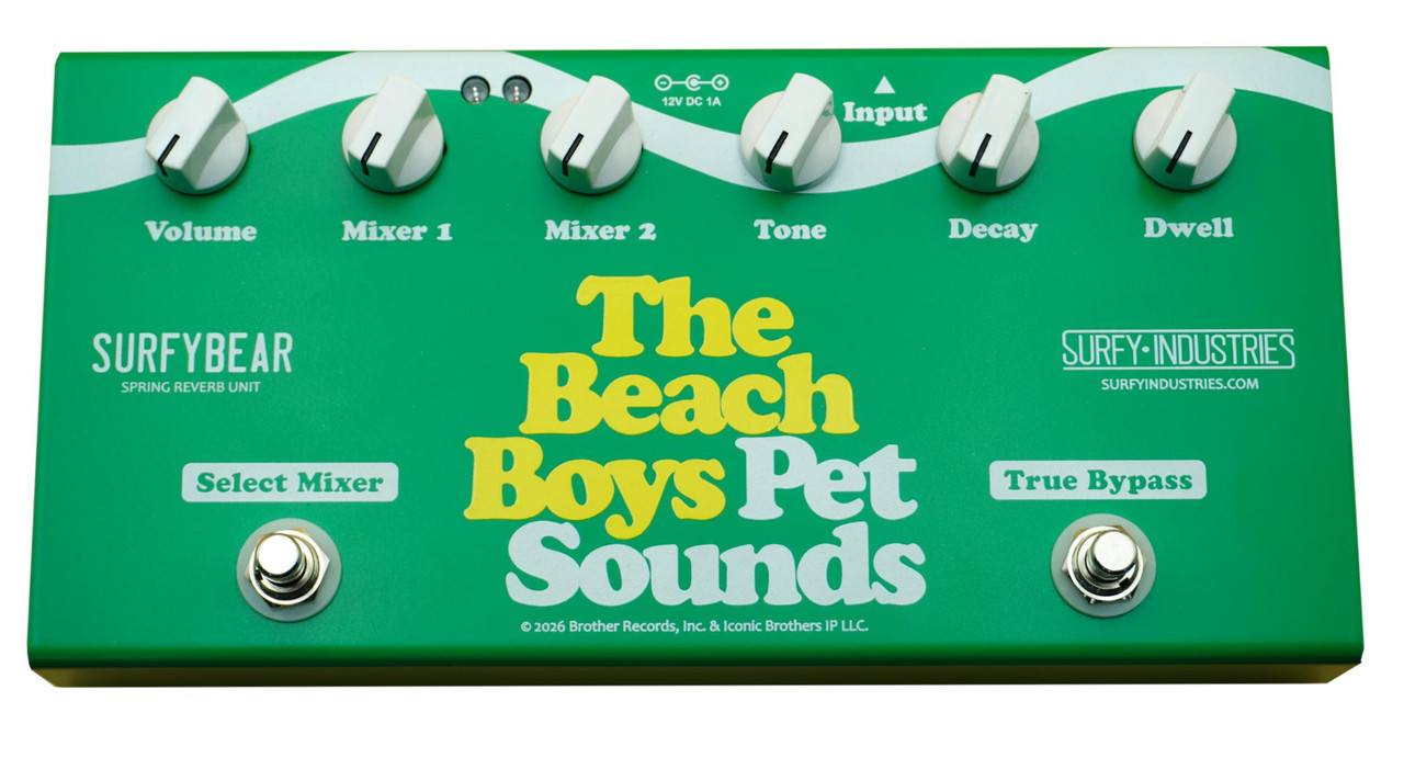 Surfy Industries SurfyBear Compact 60th Anniversary Beach Boys Pet Sounds Reverb Pedal