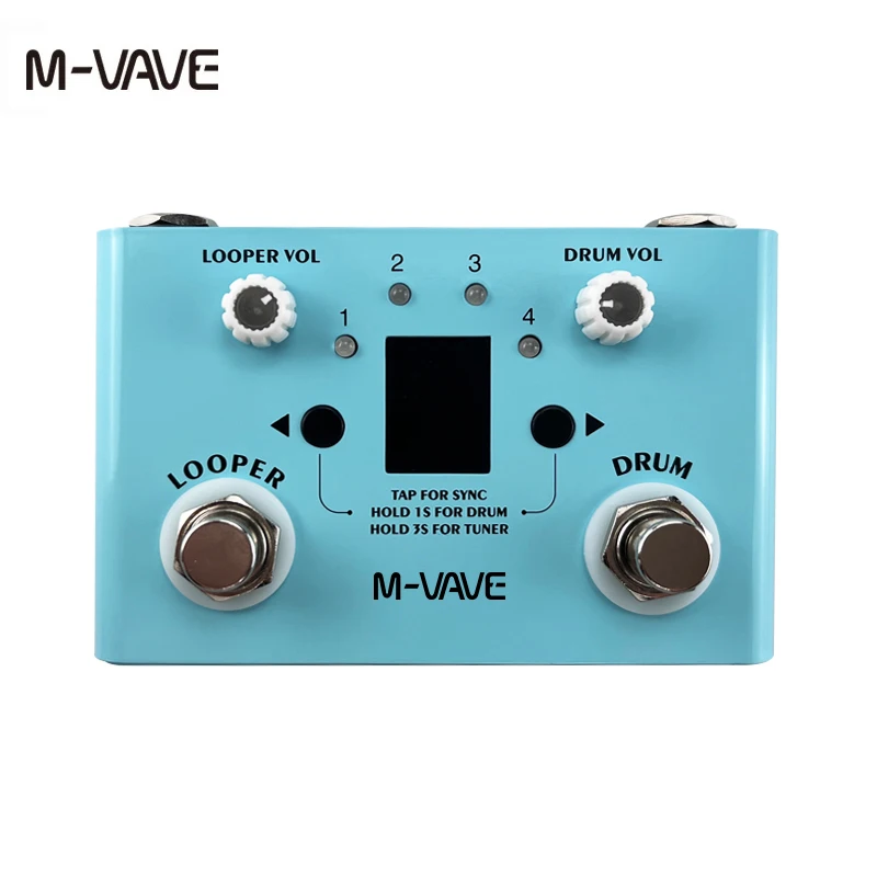 M-Vave IN-1 Pedal Drum Looper Effector Mini 2- Machine Double Footswitch Looper Pedal