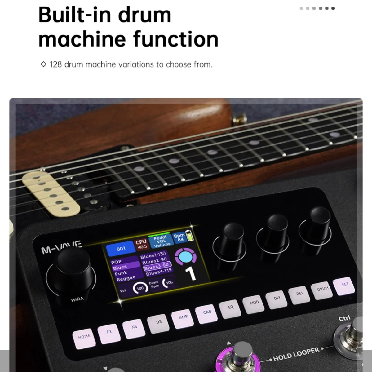 M-Vave MK-20 Bass Multi-Effects Processor Pedal 20 Amp Models 100+ w Bluetooth - Image 7