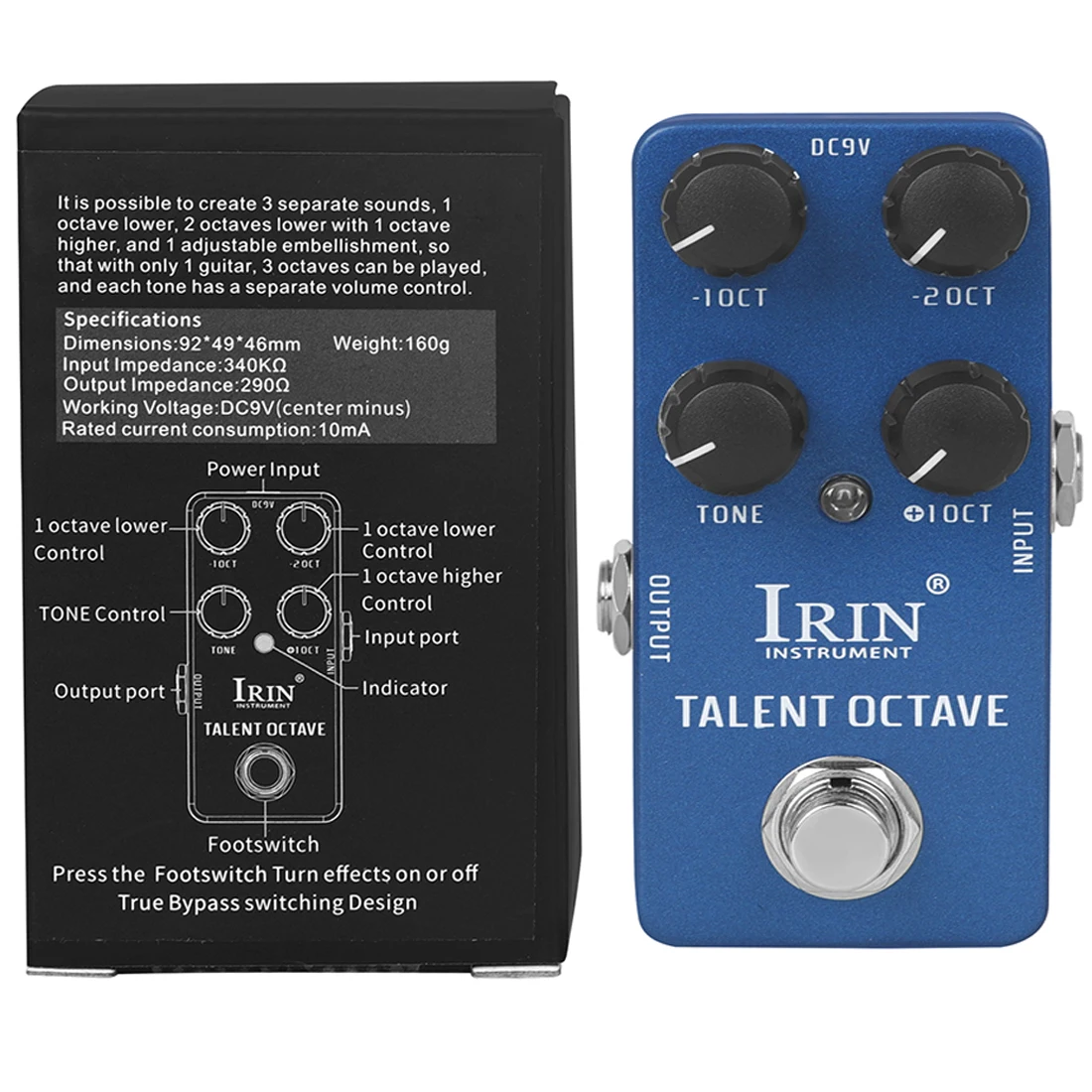 Irin RS-19 Talent Octave Pedal 3 Separate Sounds True Bypass Pedals Accessories