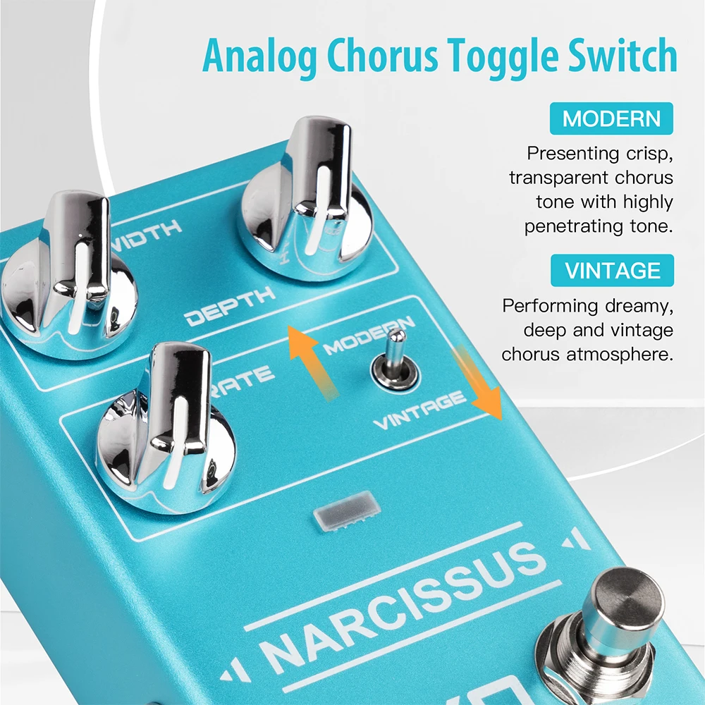 Joyo R-22 NARCISSUS CHORUS Semi-Analog Chorus Pedal Width Depth Rate Controls Vintage Toggle - Image 5