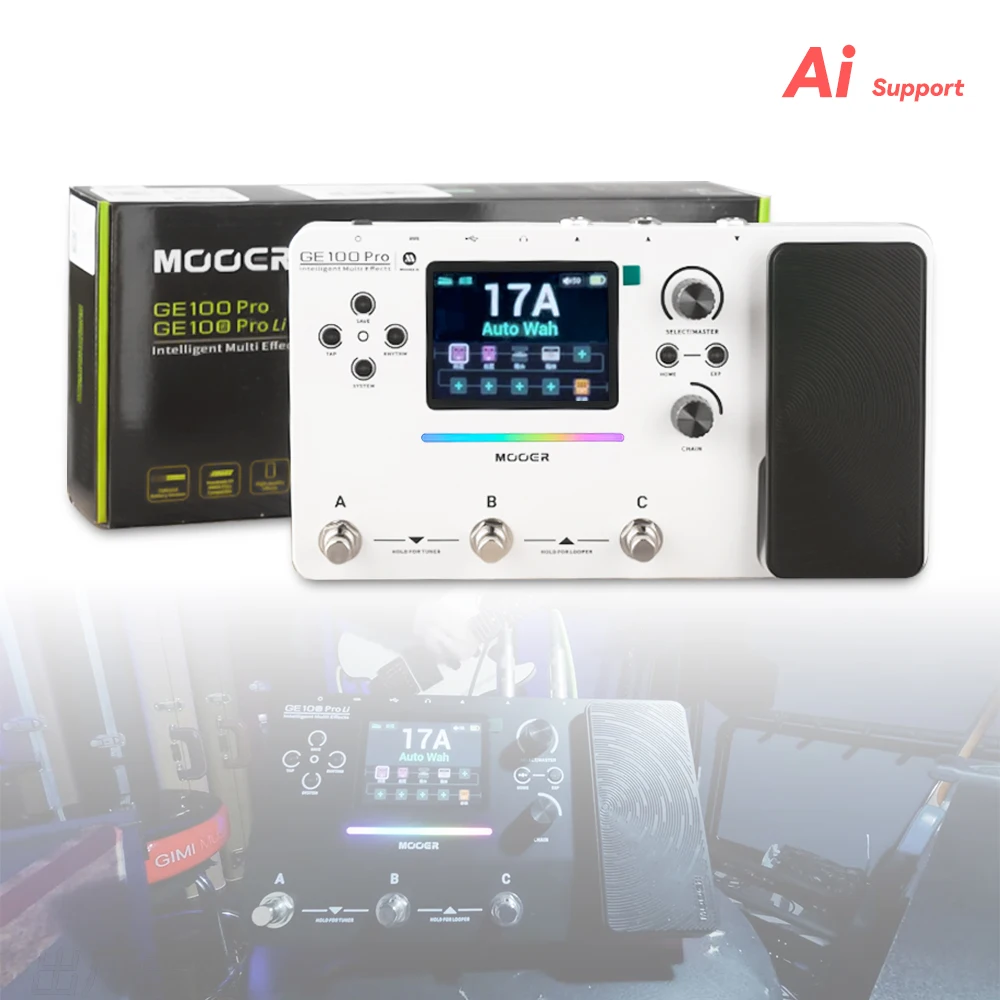 Mooer GE100 Pro Multi-Effects Pedal AI Tone Amp Modeling IR NAM Bluetooth