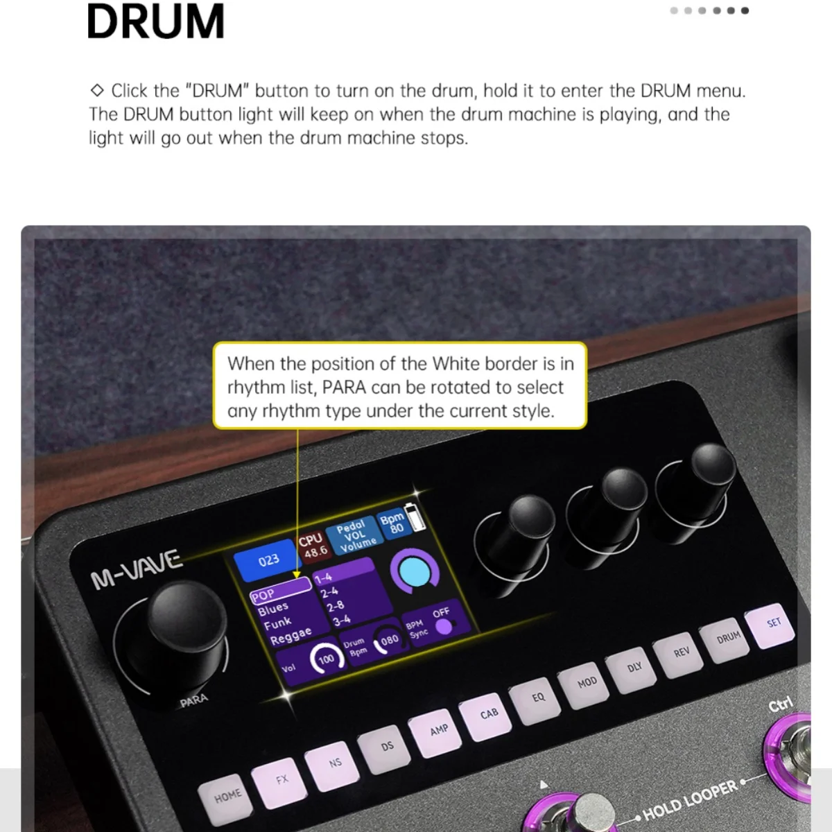 M-Vave MK-20 Bass Multi-Effects Processor Pedal 20 Amp Models 100+ w Bluetooth - Image 6
