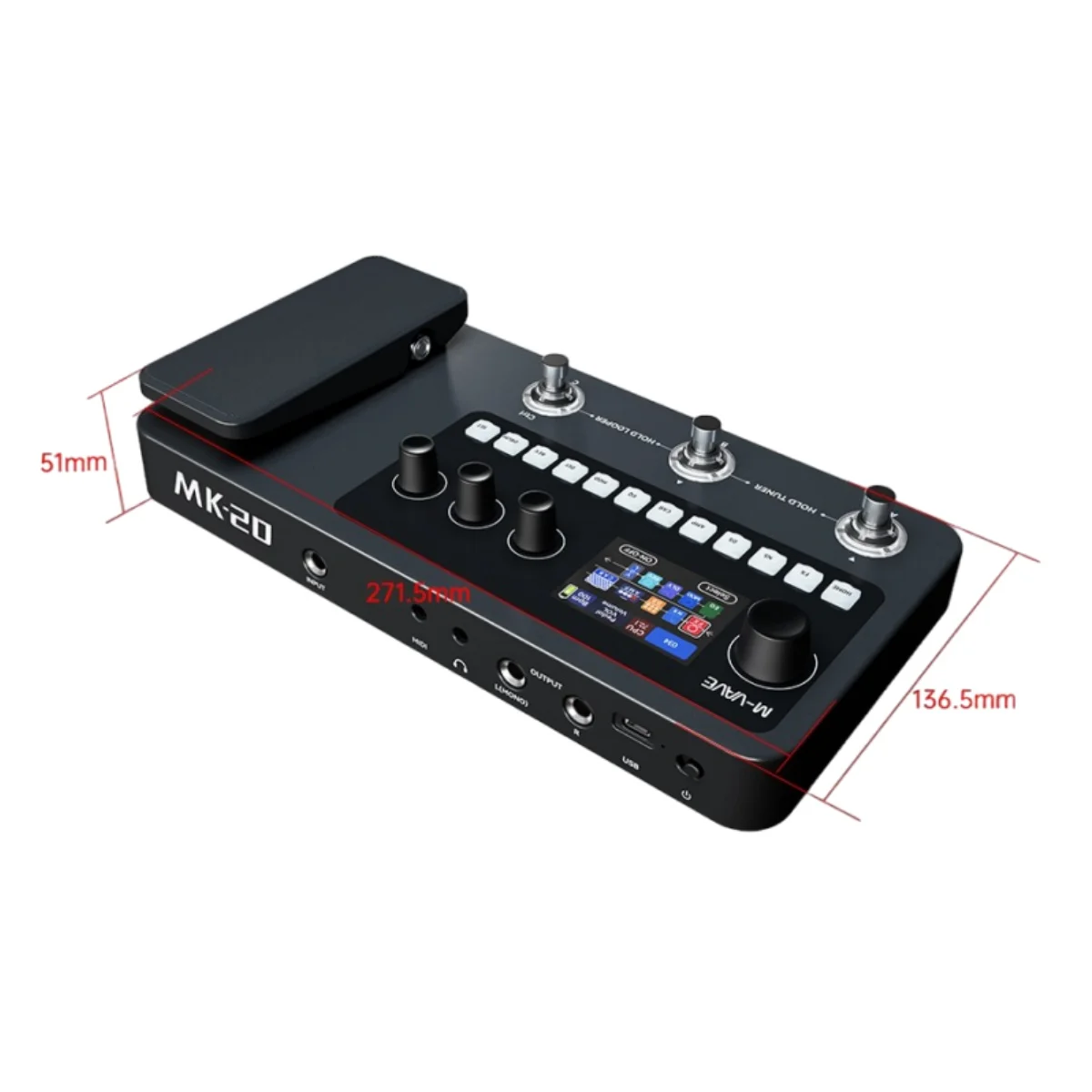 M-Vave MK-20 Bass Multi-Effects Processor Pedal 20 Amp Models 100+ w Bluetooth - Image 4