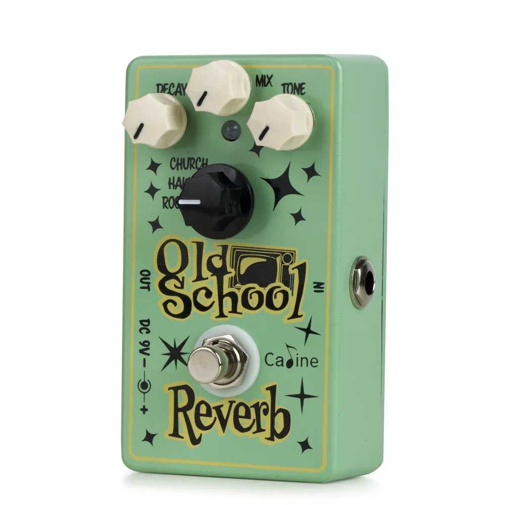 Old School Reverb Guitar Effect Pedal Caline CP-512 Light Green Aluminum Alloy 9V DC Power Adapter Not Included