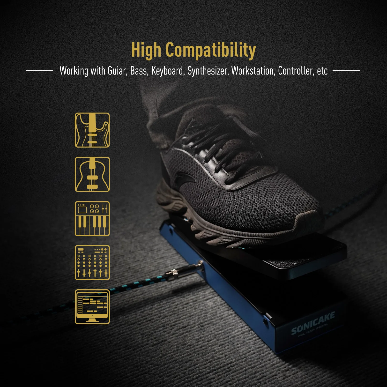 Sonicake QEP-20 FlipVol Expression EXP Passive Volume combo Expression pedal Metal case - Image 8